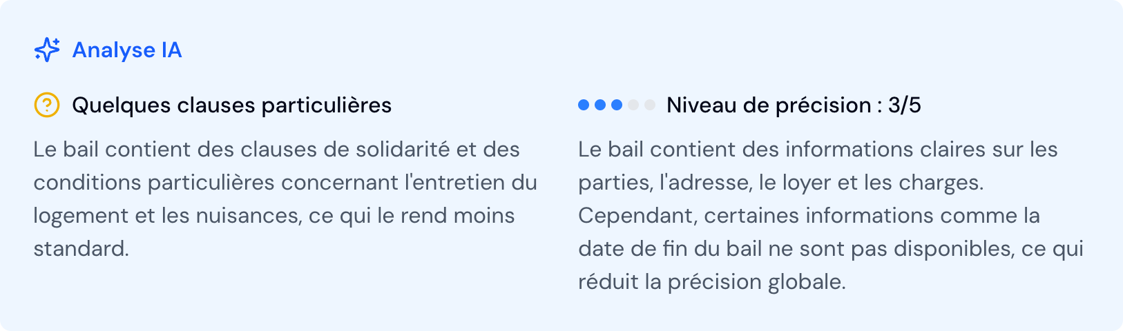 Exemple de diagnostic IA d'un contrat de location